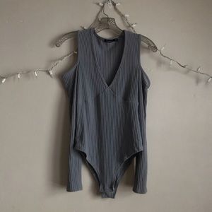 Gray Ripped Bodysuit